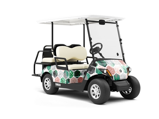 Hollyhock Hexagonal Tile Wrapped Golf Cart