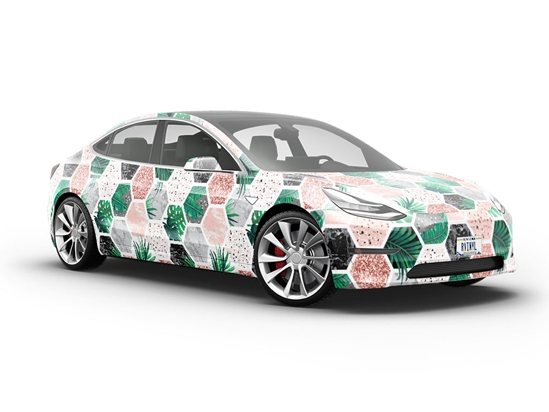 Hollyhock Hexagonal Tile Vehicle Vinyl Wrap