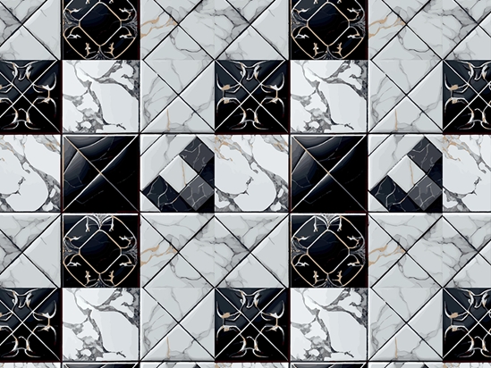 Monochrome Mash-Up Tile Vinyl Wrap Pattern