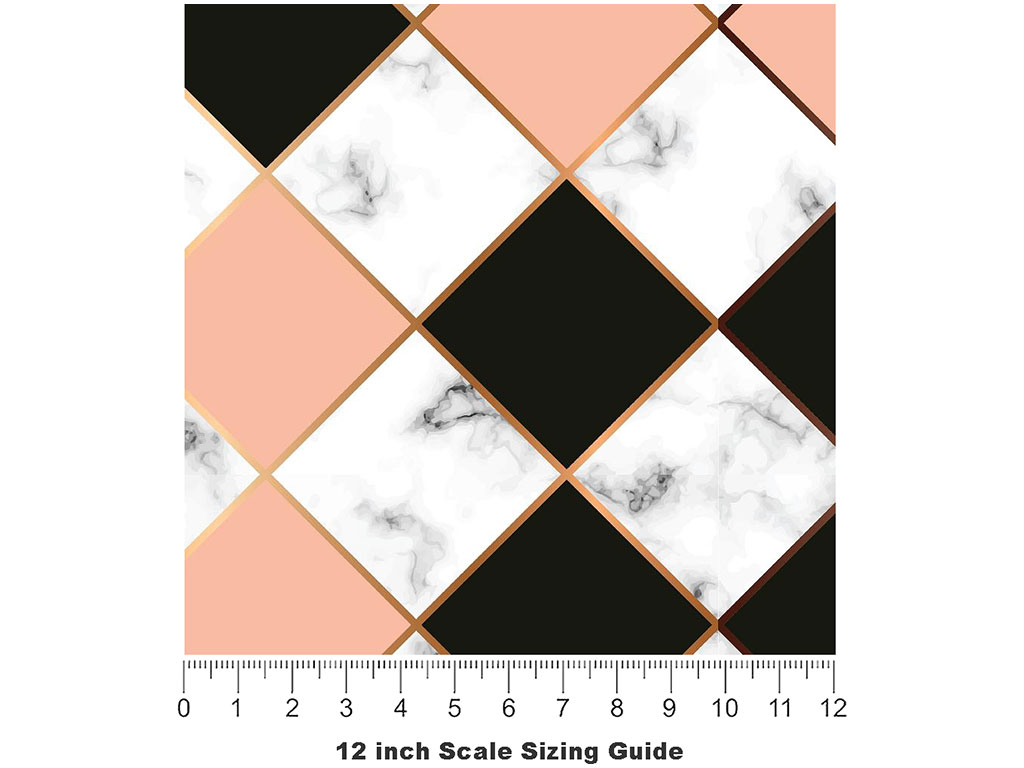 Peach Diamonds Tile Vinyl Film Pattern Size 12 inch Scale