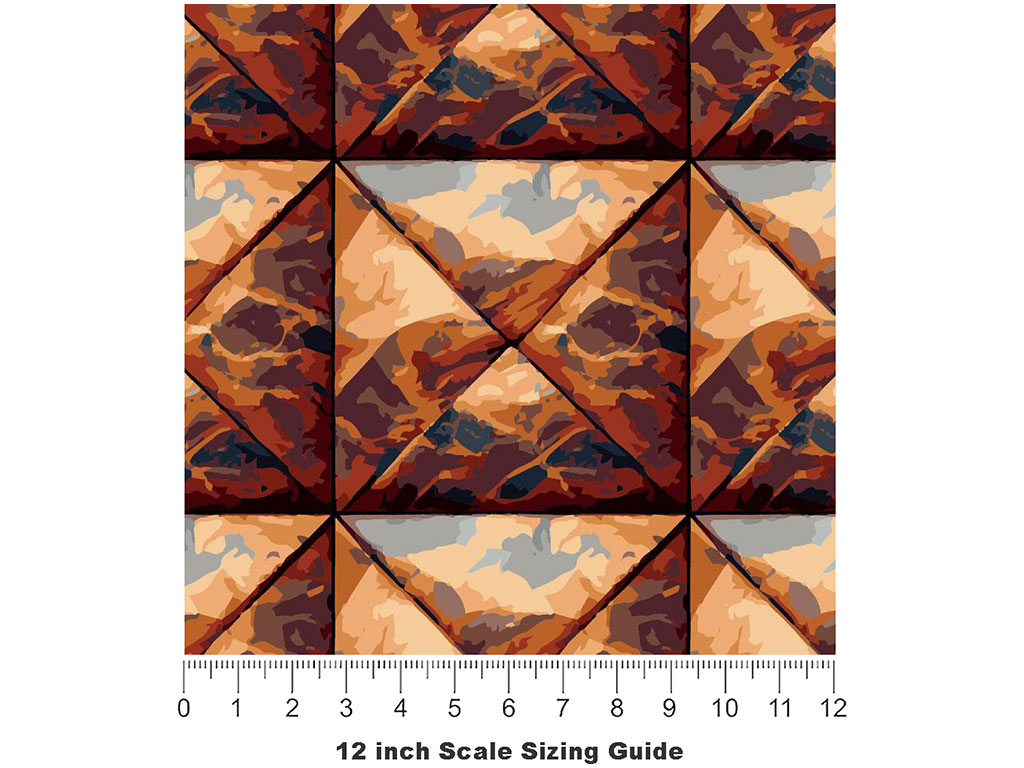 Rust Square Tile Vinyl Film Pattern Size 12 inch Scale