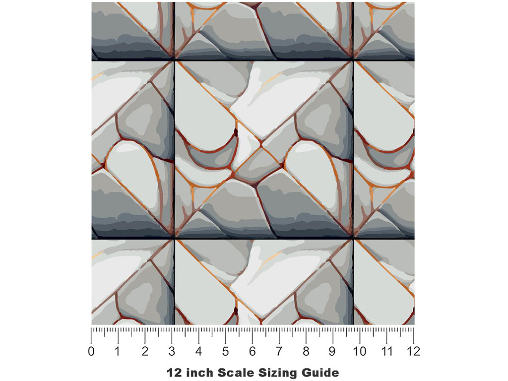 White Break Tile Vinyl Film Pattern Size 12 inch Scale