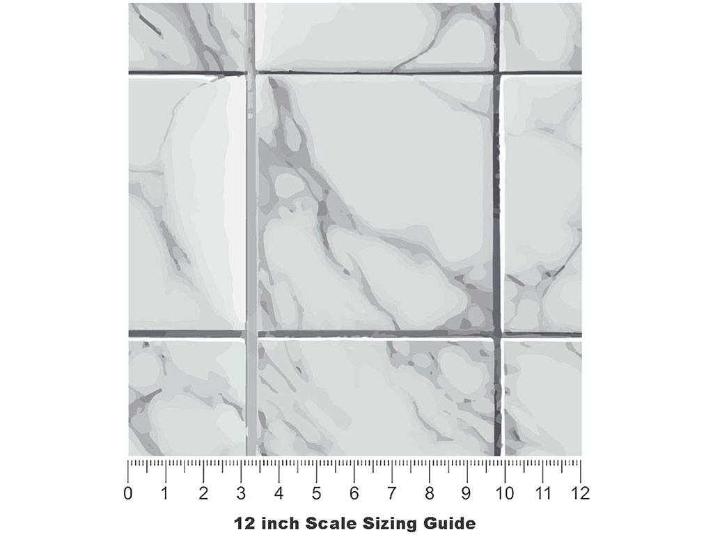 White Square Tile Vinyl Film Pattern Size 12 inch Scale