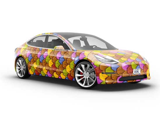 Rainbow Scaled Tile Vehicle Vinyl Wrap