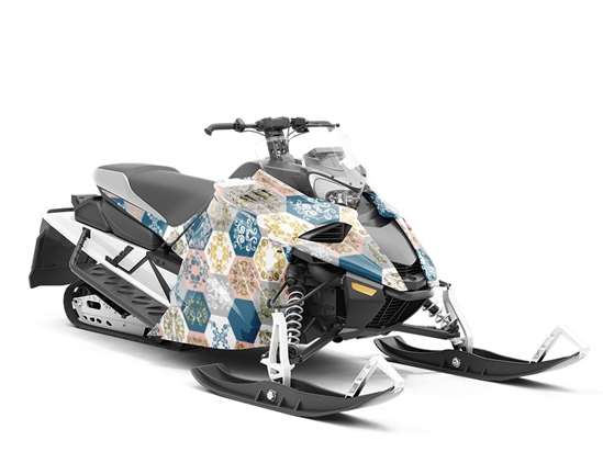 Warm Hexagonal Tile Custom Wrapped Snowmobile