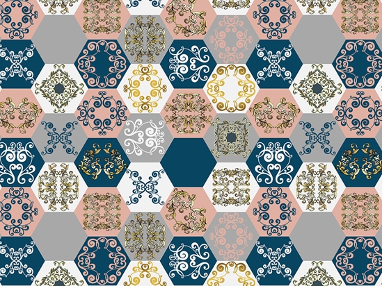 Warm Hexagonal Tile Vinyl Wrap Pattern