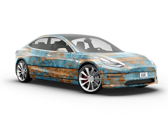 Distressed Denim Wood Plank Vehicle Vinyl Wrap