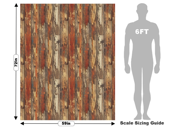 Distressed Cognac Wood Plank Vehicle Wrap Scale
