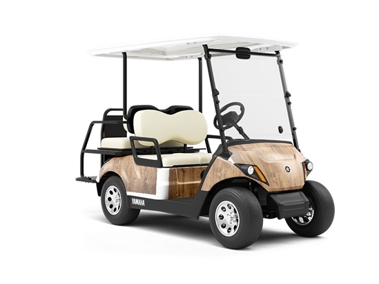 Weathered Oak Wood Plank Wrapped Golf Cart