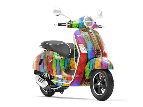 Distressed Boardwalk Wood Plank Vespa Scooter Wrap Film