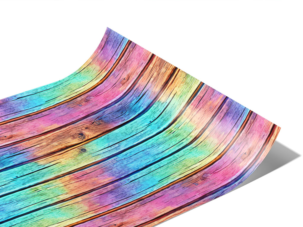 Rwraps™ Oil Spill Rainbow Wood Plank Vinyl Wrap | Wood Plank Print