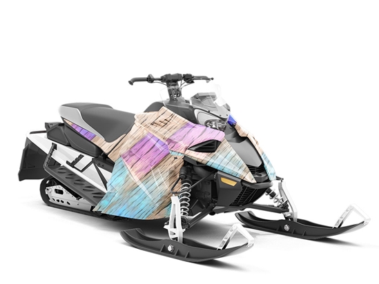 Purple Streaks Wooden Parquet Custom Wrapped Snowmobile