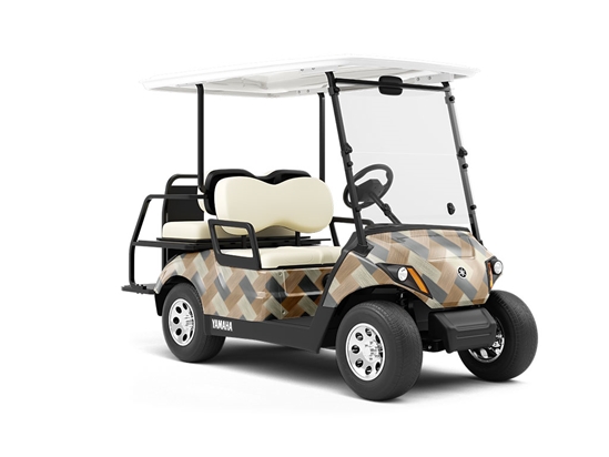 Bleached Blue Wooden Parquet Wrapped Golf Cart