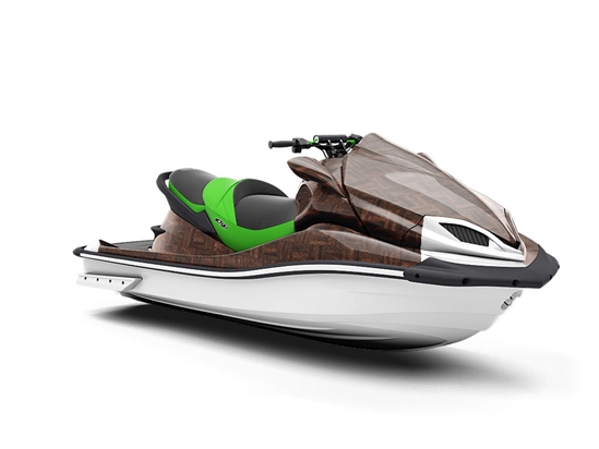 Walnut  Wooden Parquet Jet Ski Vinyl Customized Wrap