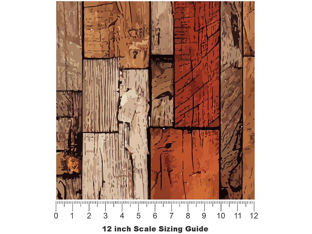 Distressed Oak Wooden Parquet Vinyl Film Pattern Size 12 inch Scale