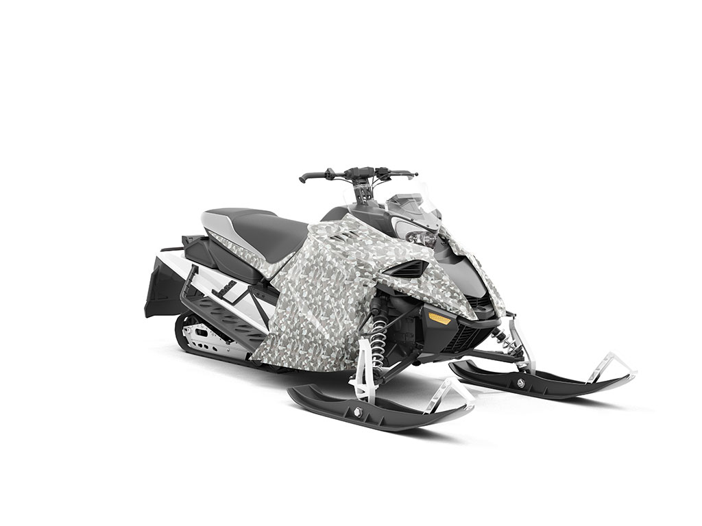 Rwraps™ Camouflage 3D Fractal Silver Vinyl Snowmobile Wrap