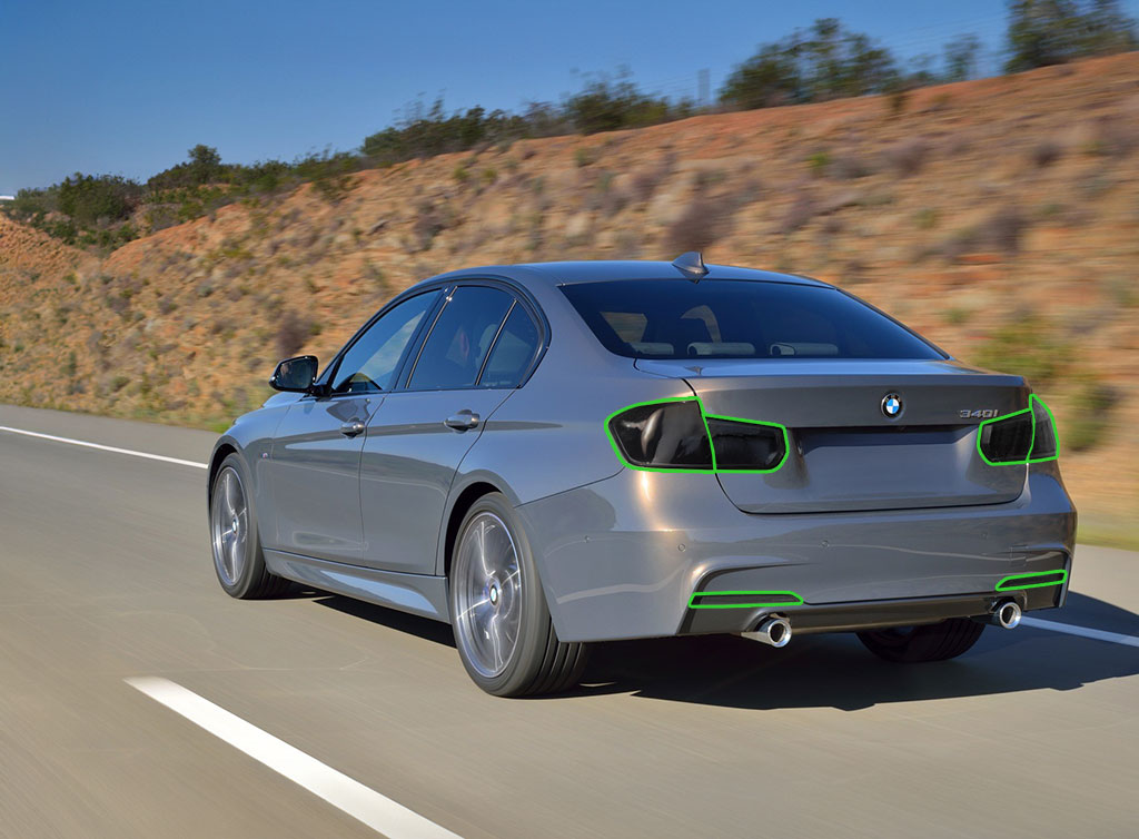 BMW 3-Series 2016-2018 Tail Light Tint Installation Points