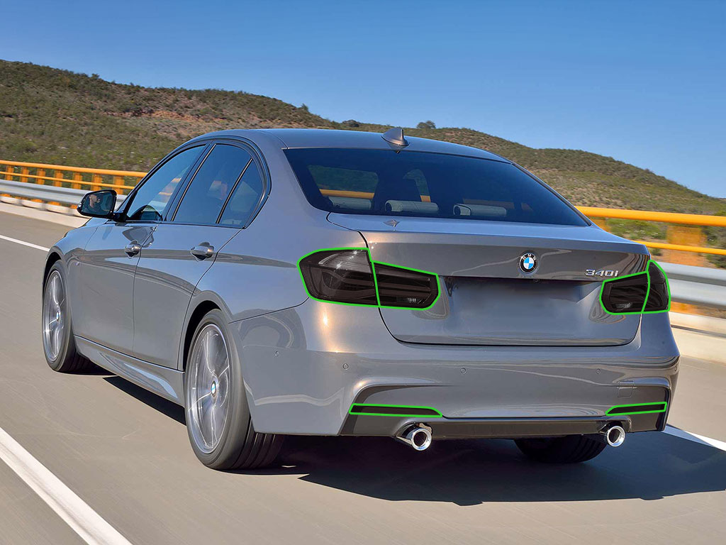 BMW 3-Series 2012-2015 Tail Light Tint Installation Points