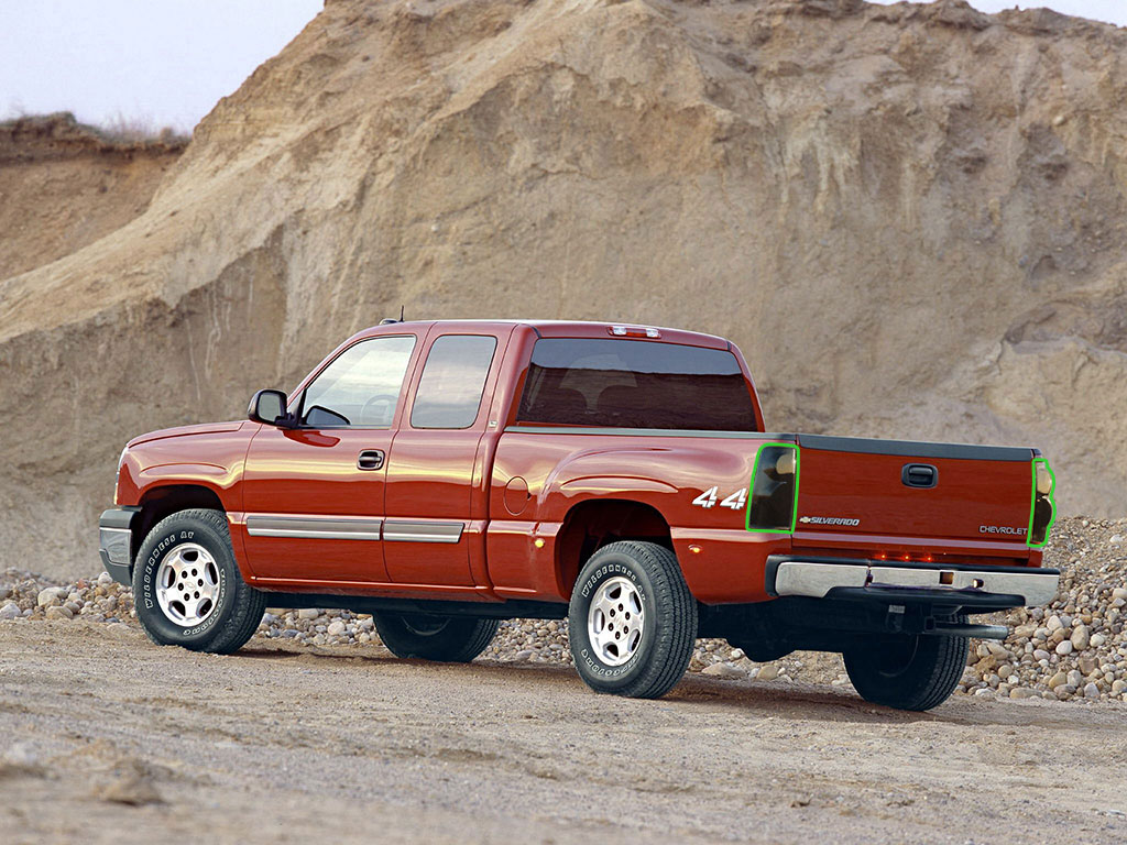 Chevrolet Silverado 1999-2002 Tail Light Tint Installation Points