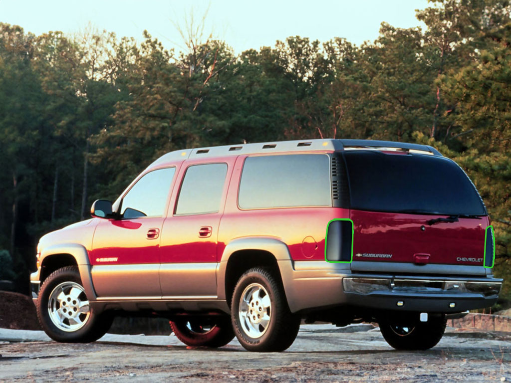 Chevrolet Suburban 2001-2006 Tail Light Tint Installation Points