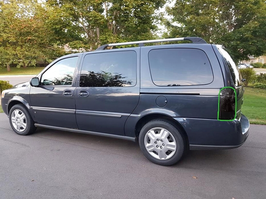 Chevrolet Uplander 2005-2009 Tail Light Tint Installation Points