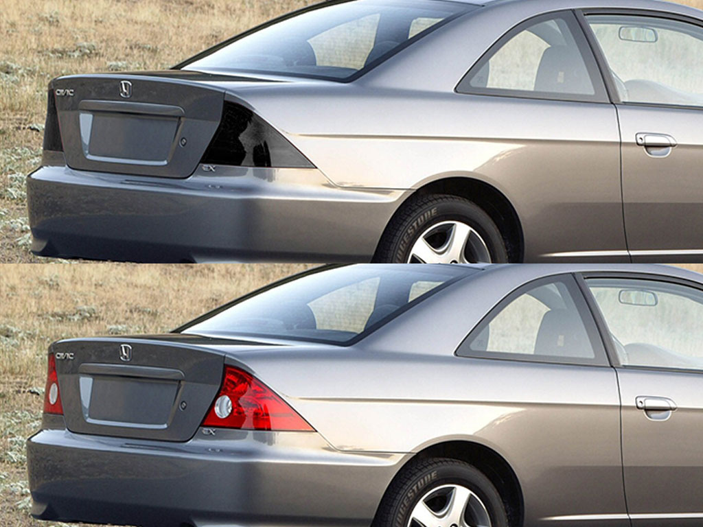 Honda Civic Coupe 2001-2005 Before and After Smoked Taillights