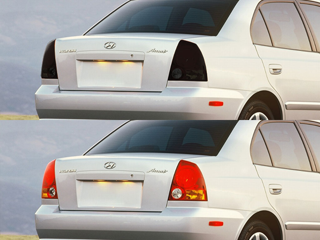 Hyundai Accent Sedan 2003-2005 Before and After Smoked Taillights