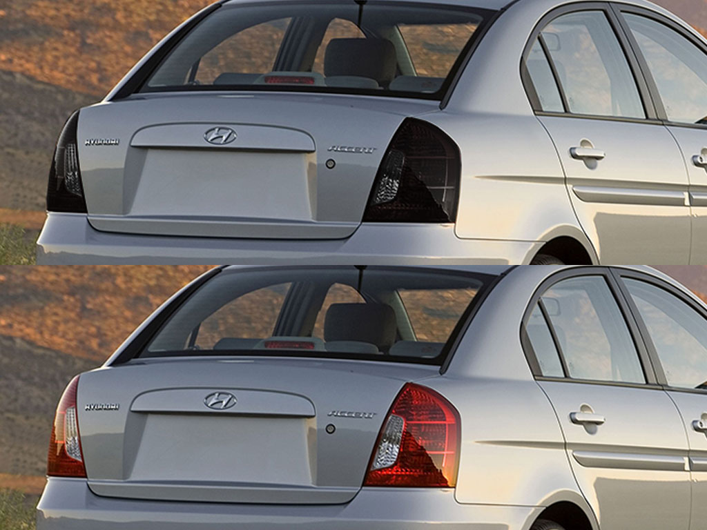 Hyundai Accent Sedan 2006-2011 Before and After Smoked Taillights