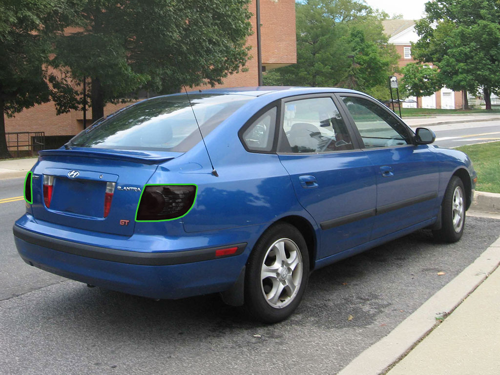 Hyundai Elantra 2004-2006 Tail Light Tint Installation Points