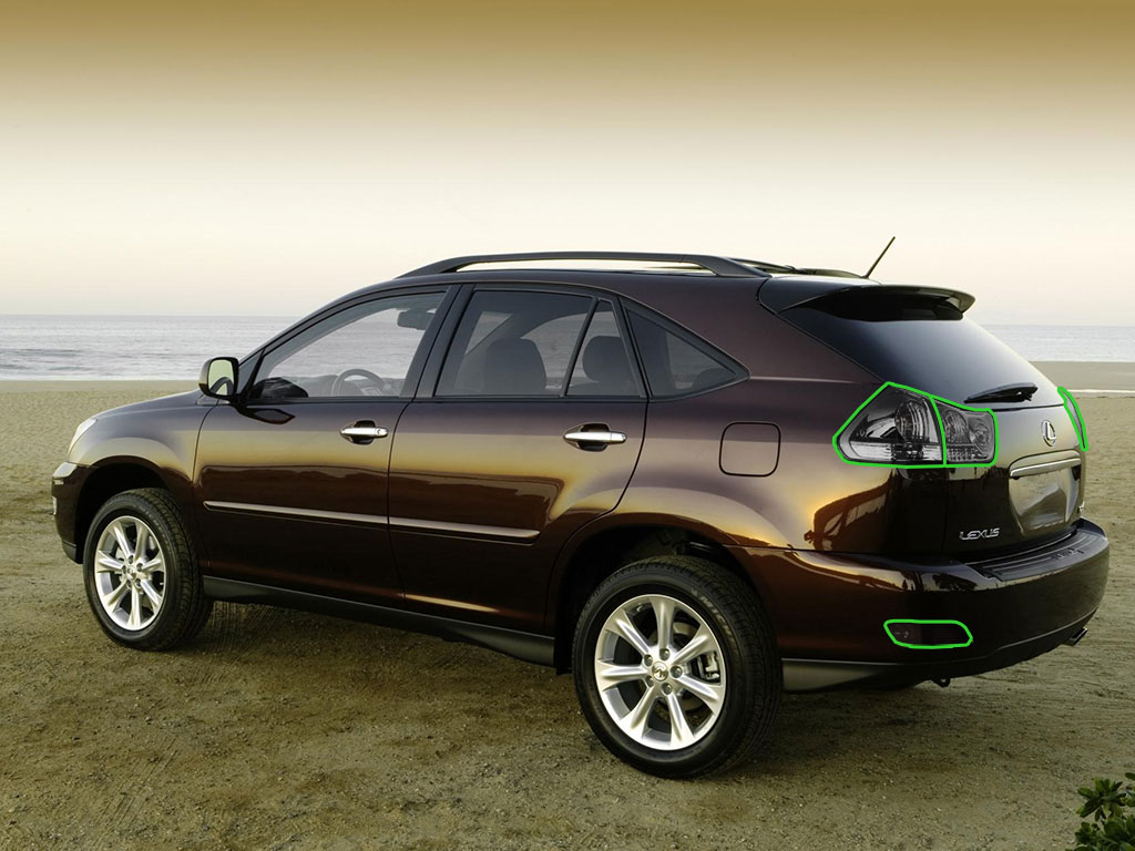 Lexus RX 2004-2009 Tail Light Tint Installation Points