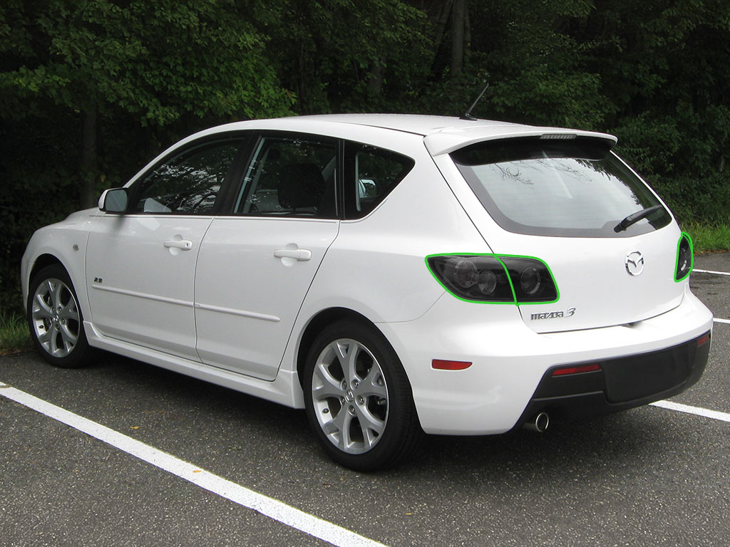 Mazda Mazda3 Hatchback 2004-2009 Tail Light Tint Installation Points