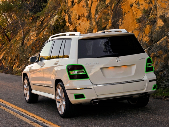 Mercedes-Benz GLK-Class 2010-2012 Tail Light Tint Installation Points