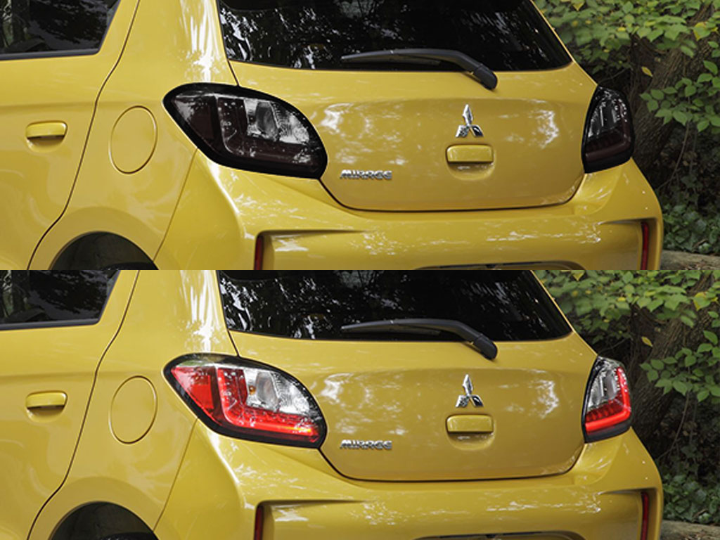 Mitsubishi Mirage 2017-2020 Hatchback Before and After Smoked Taillights