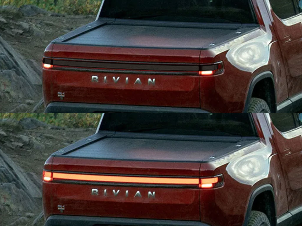 Rivian R1T 2022-2025 Before and After Smoked Taillights