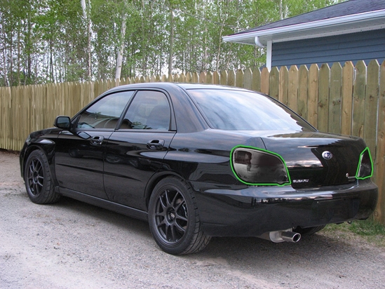 Subaru Impreza Sedan 2006-2007 Tail Light Tint Installation Points