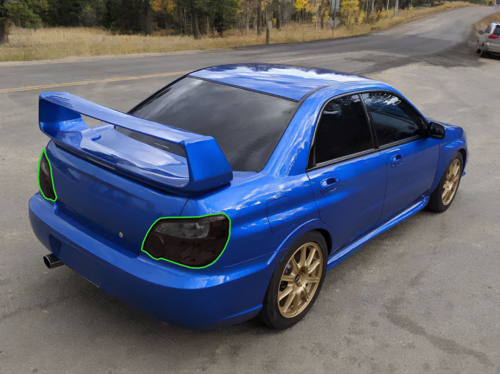 Subaru WRX Sedan 2004-2005 Tail Light Tint Installation Points