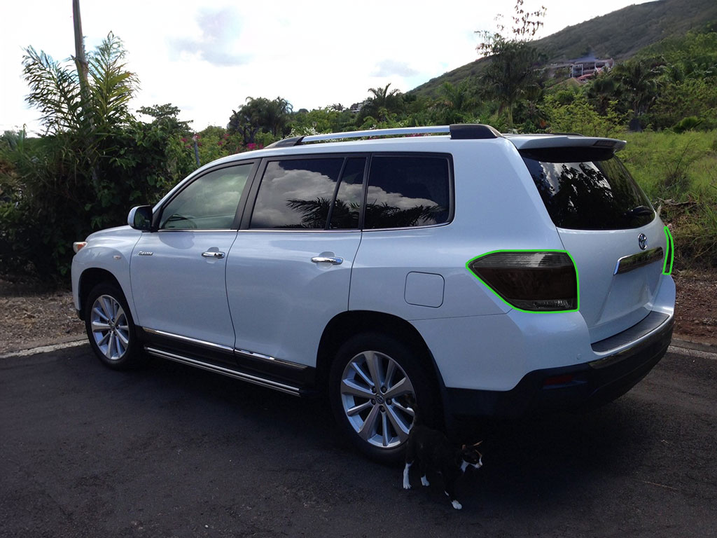 Toyota Highlander 2008-2010 Tail Light Tint Installation Points