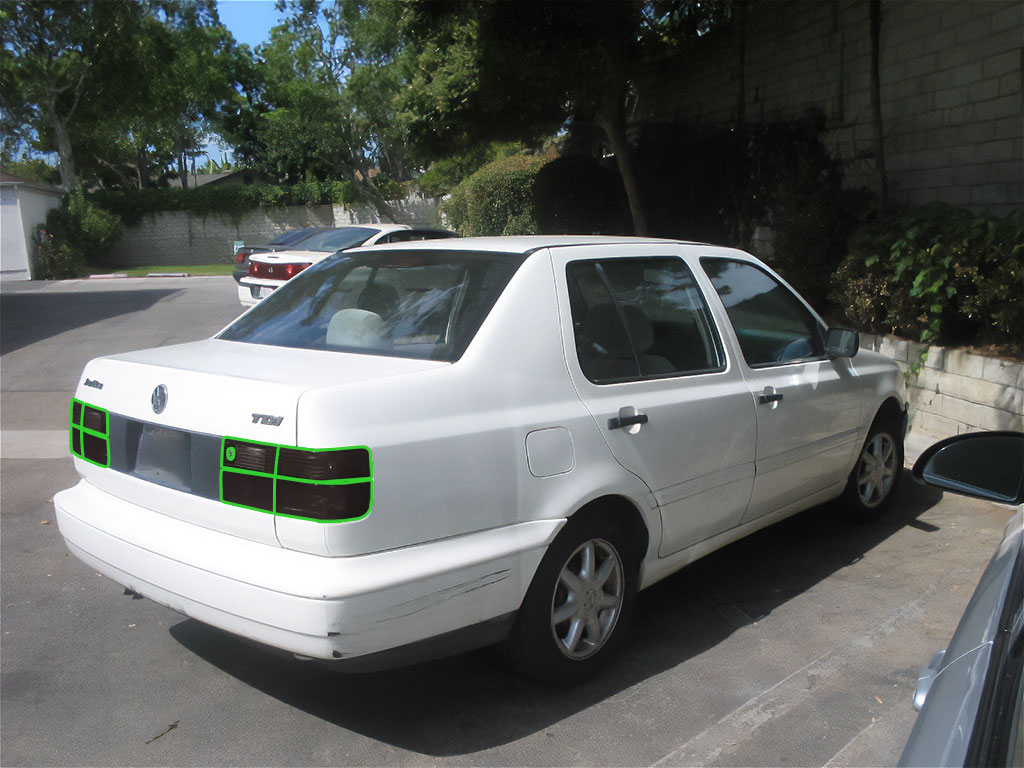 Volkswagen Jetta Sedan 1993-1998 Tail Light Tint Installation Points