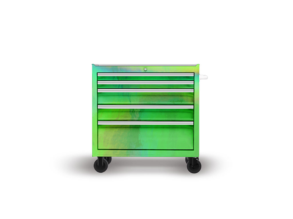 Rwraps Holographic Chrome Green Neochrome DIY Tool Cabinet Wraps