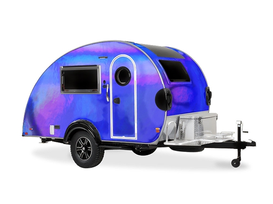 Rwraps Holographic Chrome Blue Neochrome DIY Tear Drop Trailer Wraps