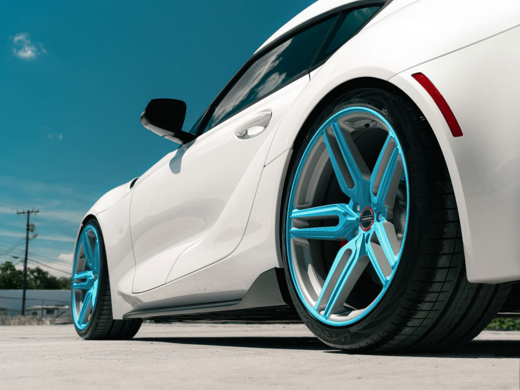 3M™ 2080 Gloss Blue Metallic Wrapped Rim Example