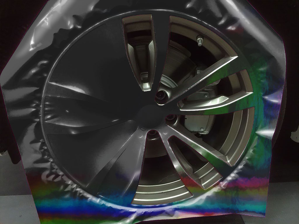 Rwraps™ Holographic Chrome Black Neochrome Custom Wheel Installation Process