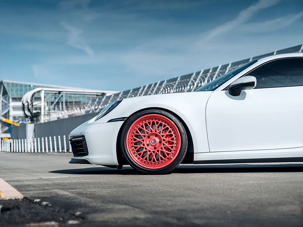 Rwraps™ Matte Chrome Red Wrapped Rim Example