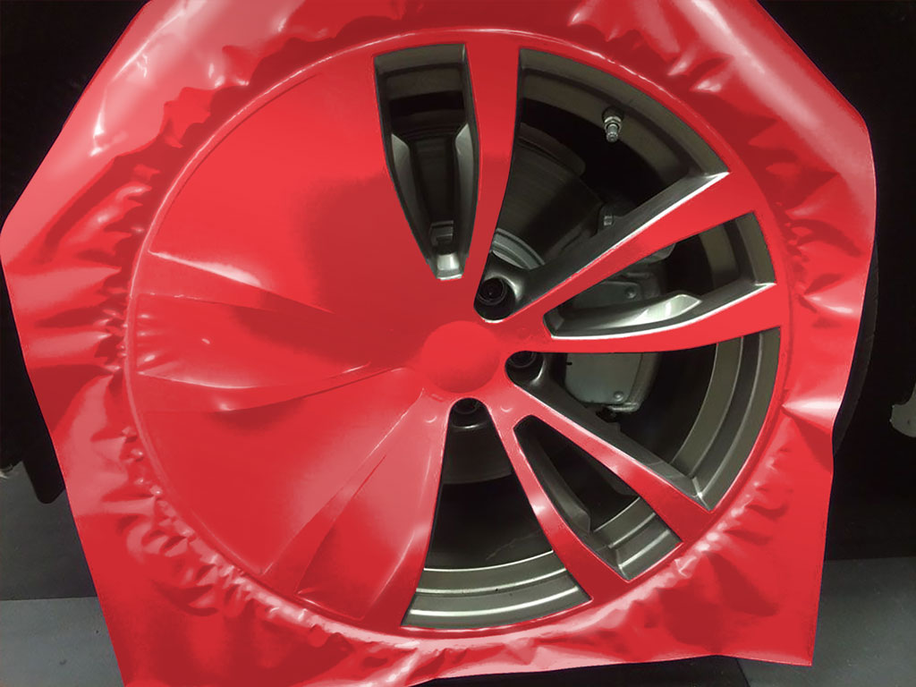 Rwraps™ Matte Chrome Red Custom Wheel Installation Process