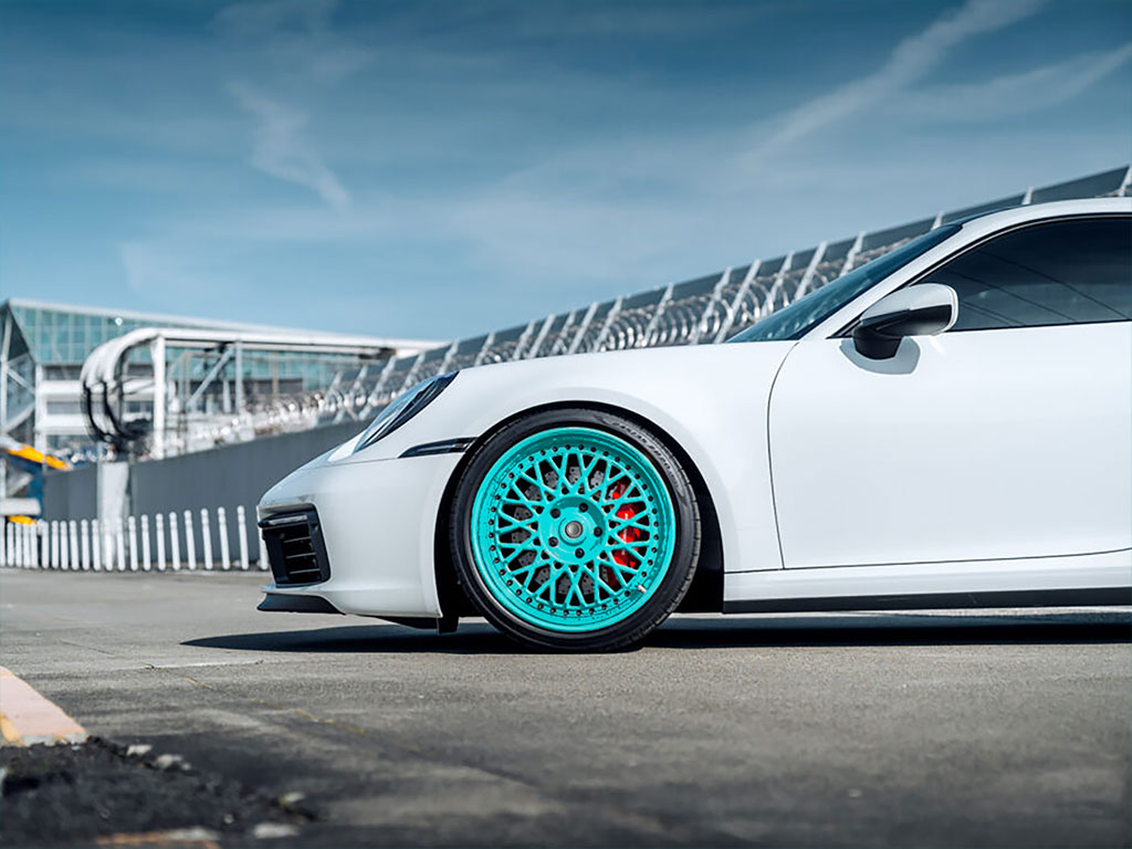 Rwraps™ Matte Chrome Teal Wrapped Rim Example